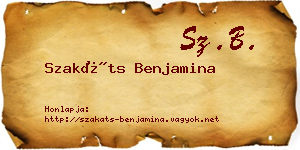 Szakáts Benjamina névjegykártya